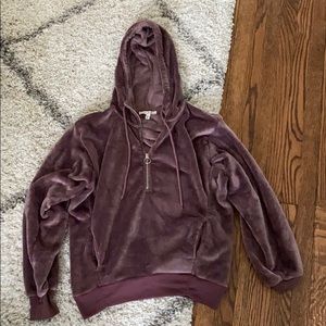 Oversized velour hoodie